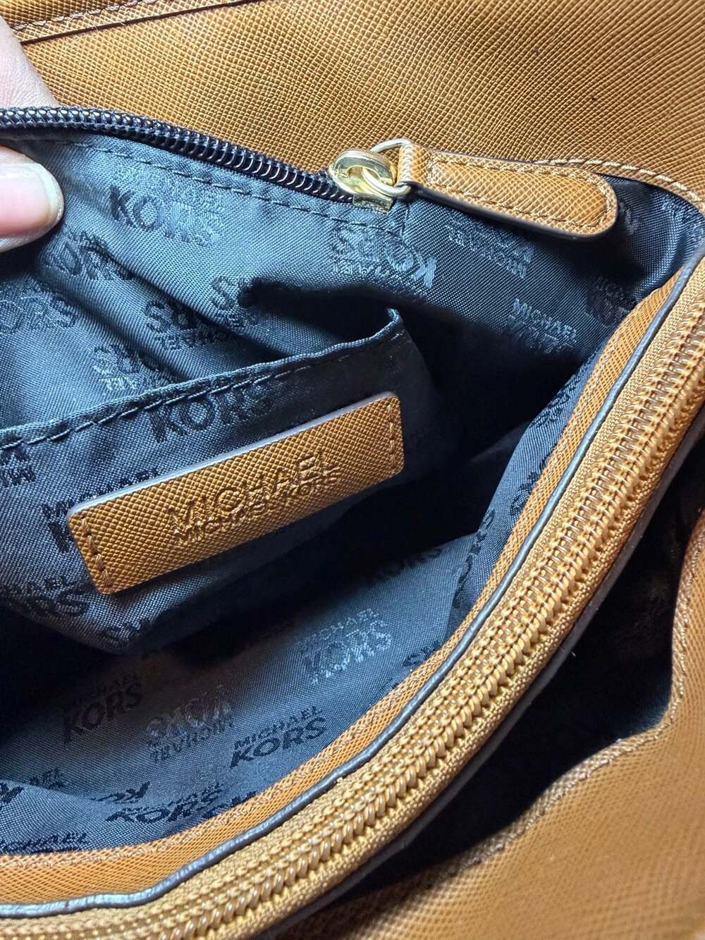 Michael Kors Black Nylon and Brown Saffiano Leather Tote Bag - Picture 15 of 15